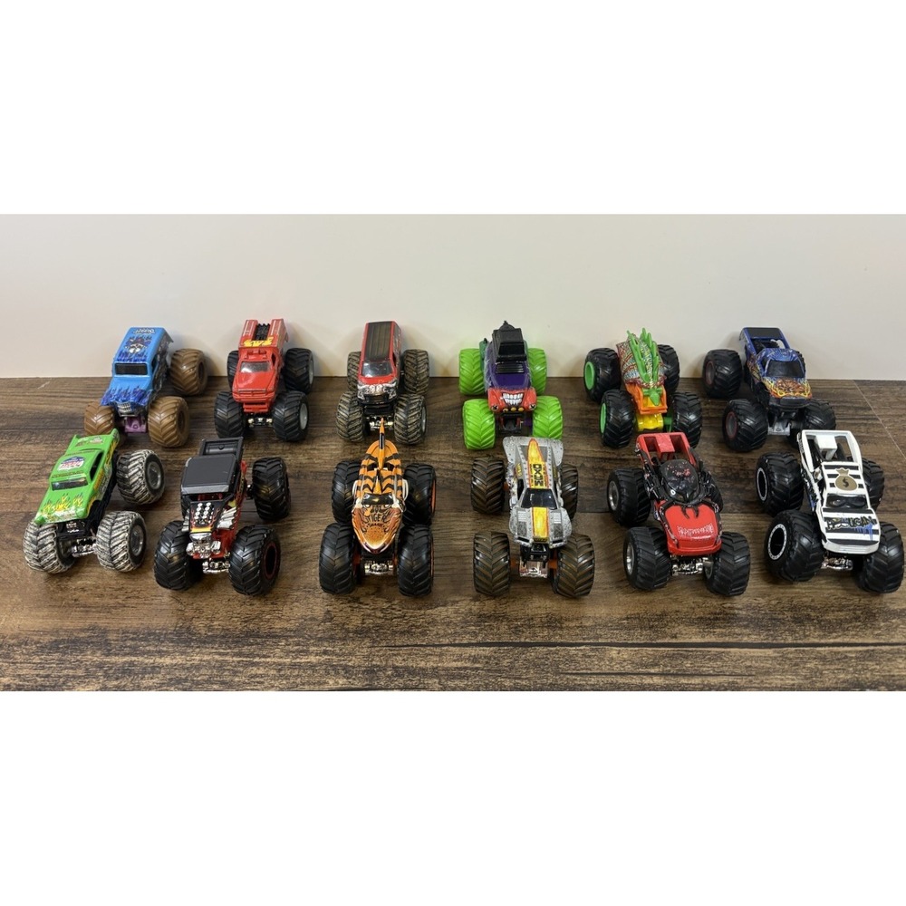 Hot Wheels Monster Jam 1:64 Diecast Monster Truck Lot Of 12 Max D Tiger Grave